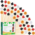 100Pcs Casino Cocktail Picks Poker Dice Theme Decor Toothpicks Fruit Sticks Food Cupcake Sandwich Appetizer Charcuterie Skewers for Las Vegas Game Night Adult Birthday Casino Themed Party Decorations