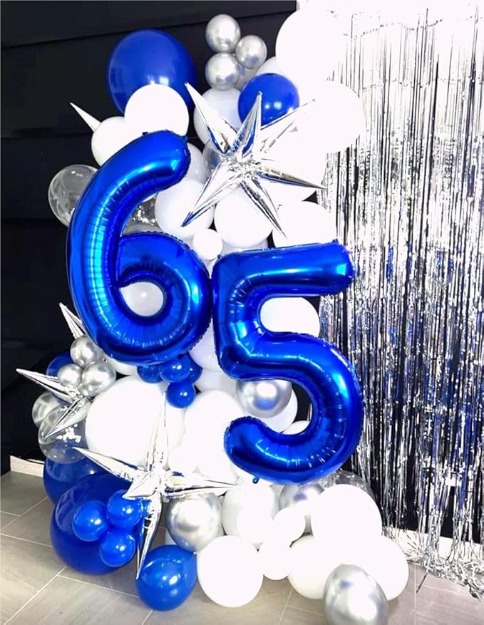 Navy Blue 40 Inch Large Number 5 Birthday Balloon, Five 5th 15 25 35 50 55 Birthday Celebration Decorations, Foil 5 Mylar Helium Number 5 Balloons Girl Boy Anniversary Party Supplies