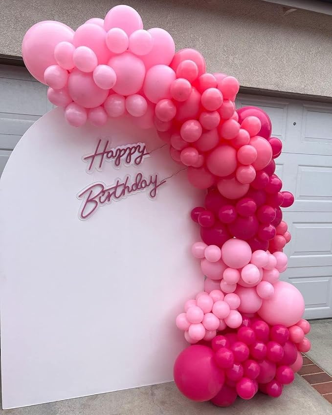 Pink Balloons Arch Kit, Pastel Pink Hot Pink Balloon Garland kit, 18 12 10 5 Inch Different Size Balloons for Birthday Princess Baby Shower Galentine's Day Valentine's Theme Party Decorations
