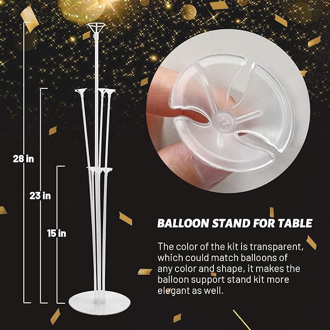 JOYYPOP 6 Sets Balloon Stand Kits, Balloon Sticks with Base Table Balloon Holders Centerpieces for Graduation Wedding Baby Shower Birthday Party Decorations