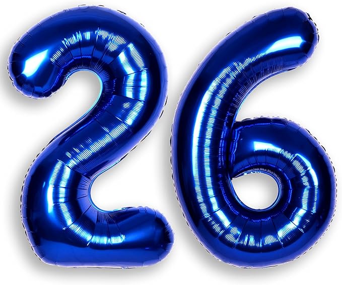 40Inch Navy Blue Number 26 Balloon Large Helium Royal Blue Number Balloons 0-9 Giant Digital 26th Foil Mylar Big Party Balloon for Boy Birthday Party Anniversary Graduation Decorations