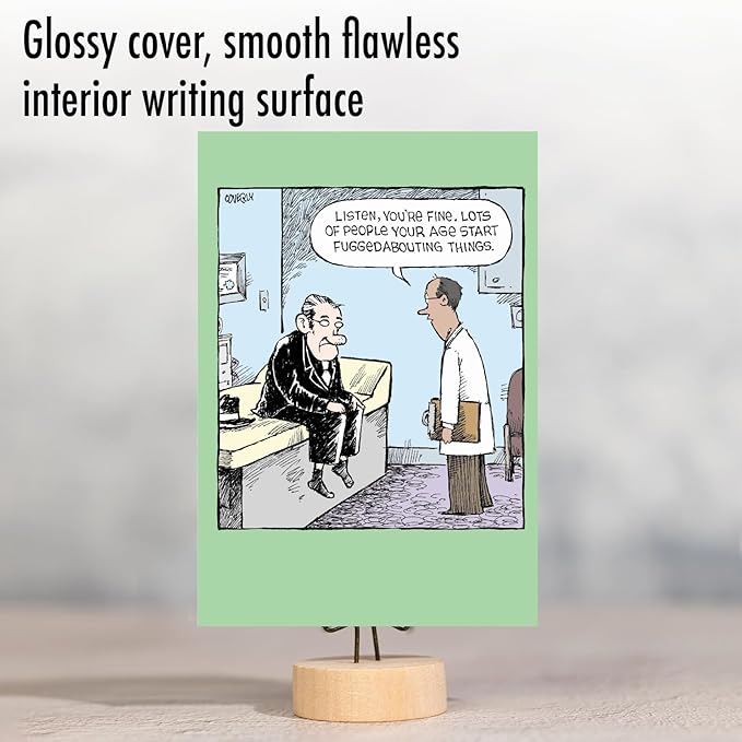 NobleWorks - 1 Humor Belated Birthday Card with Envelope - Funny Cartoons for Birthday Greetings, Celebration Notecard - Fuggedabouting Things C8828BEG