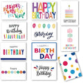 100 Birthday Cards, Happy Birthday Cards Bulk with Short Message Inside, 5x7 Inch Thick Card Stock Assorted Birthday Cards with Envelopes,10 Unique Designs for Men and Women.