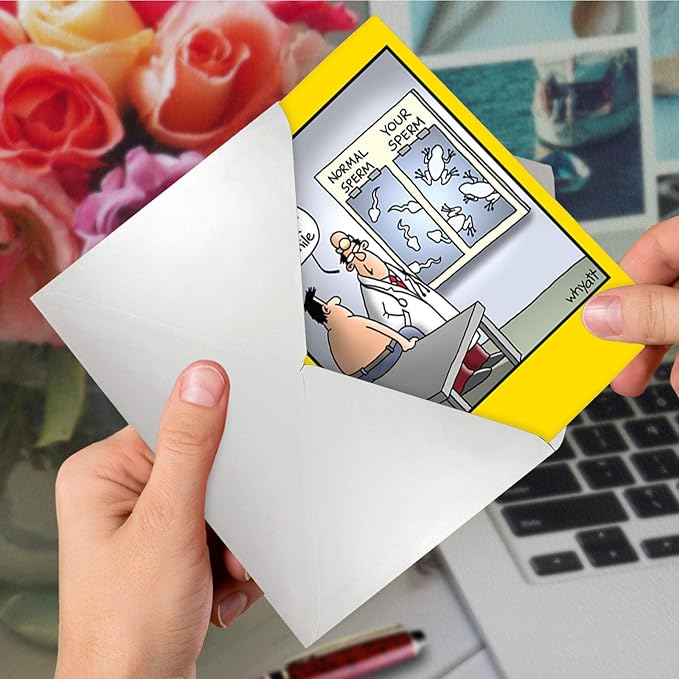 NobleWorks - 1 Hilarious Greeting Card for Birthday - Funny Birthday Cartoon, Comic Notecard - Your Sp-rm 8306