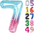 Starry Sky Number 7 Balloon 40 Inch, 7th Birthday Party Decorations for Children, Giant 7 Foil Balloon for Party Supplies