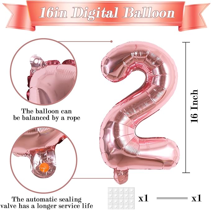 TONIFUL Balloons 16 Inch Rose Gold 0-9 Number Mylar Foil Balloons 10 Pcs Custom digitalal Balloons for 2026 New Year Eve Birthday Party Engagement Graduations Anniversary Baby Shower