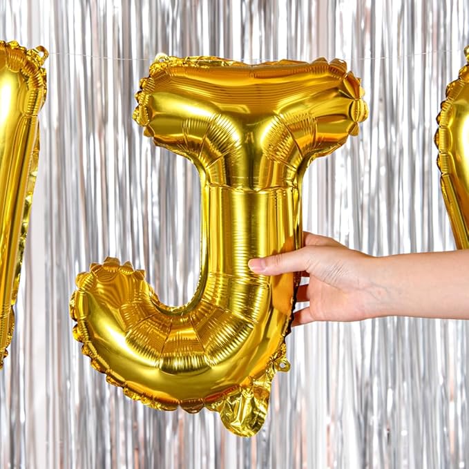 Restaurantware-Balloonify 16 Inch Letter Balloon, 1 Alphabet Party Balloon - Letter J, Self-Sealing, Gold Foil Mylar Finish, Hanging Loop, Decoration For Birthday, Wedding, Or Graduation