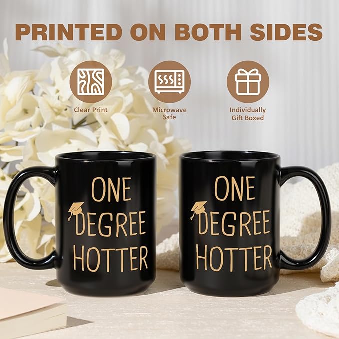 Graduation Gifts for Her, Him - 15oz Ceramic One Degree Hotter Mug - 2026 Funny College, Masters Degree, Phd, Nursing & Nurse, High School Grad Gifts for Women Men, Graduation Party Decorations