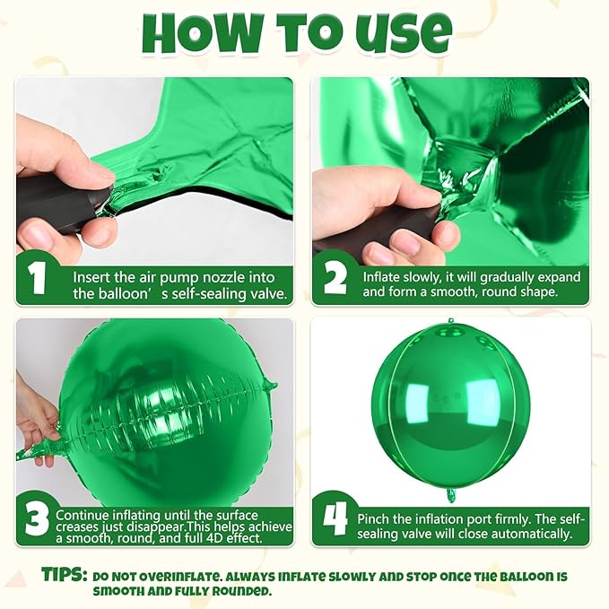 12Pcs Green Round Balloons Foil, 22" 18" 15" 10" 4D Round Ball Balloon, Big Metallic Green Foil Balloons for Baby Shower Wedding Graduations Christmas Safari Jungle Party Decorations Backdrop