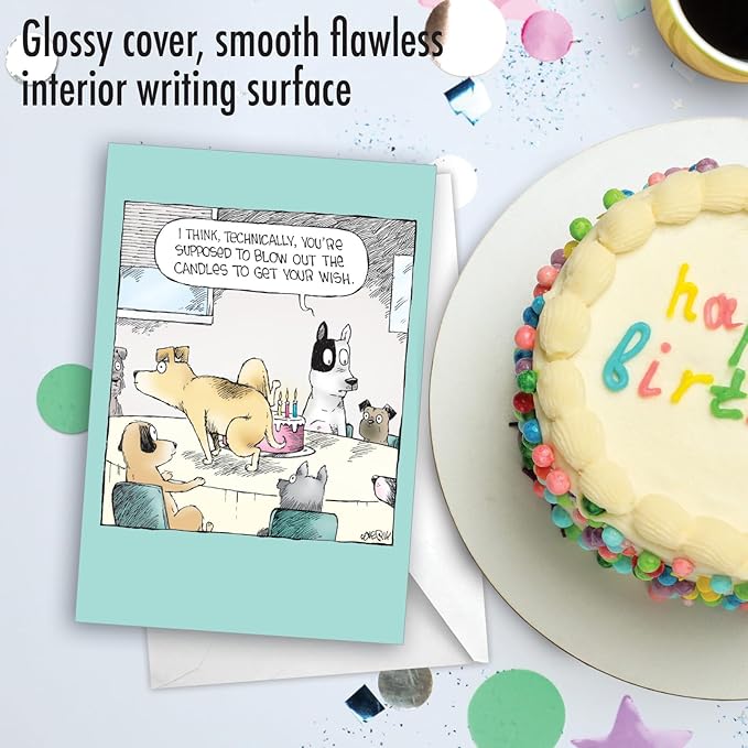 NobleWorks Humorous Birthday Greeting Card with 5 x 7 Inch Envelope (1 Card) Bday Dog Candles C10093BDG