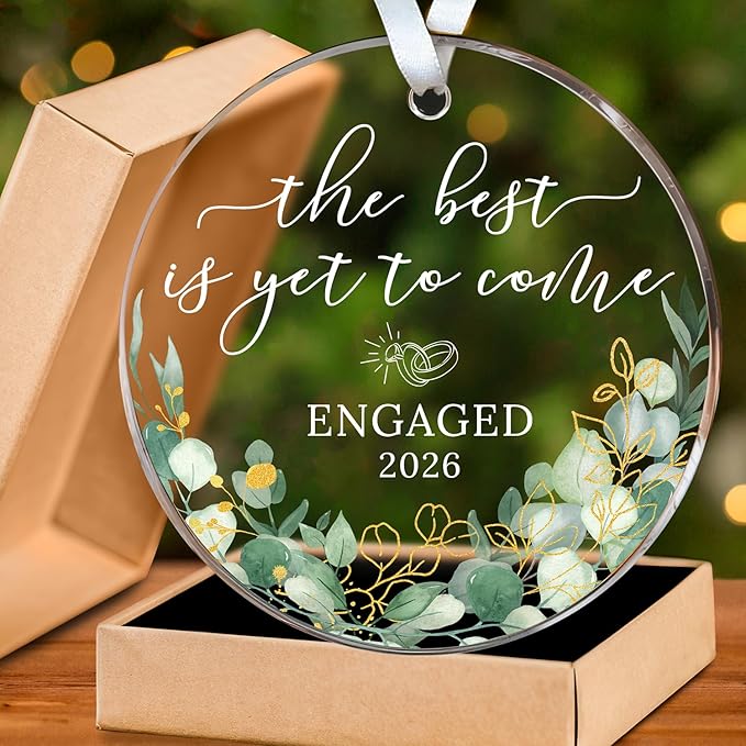HEXMOZ Engagement Gifts for Couples - Engagement Gift for Women, Newly Engaged Couples, Her - Fiance Gifts for Women - Bride to Be Gift, Engaged Acrylic Ornament 2026 Party Decorations