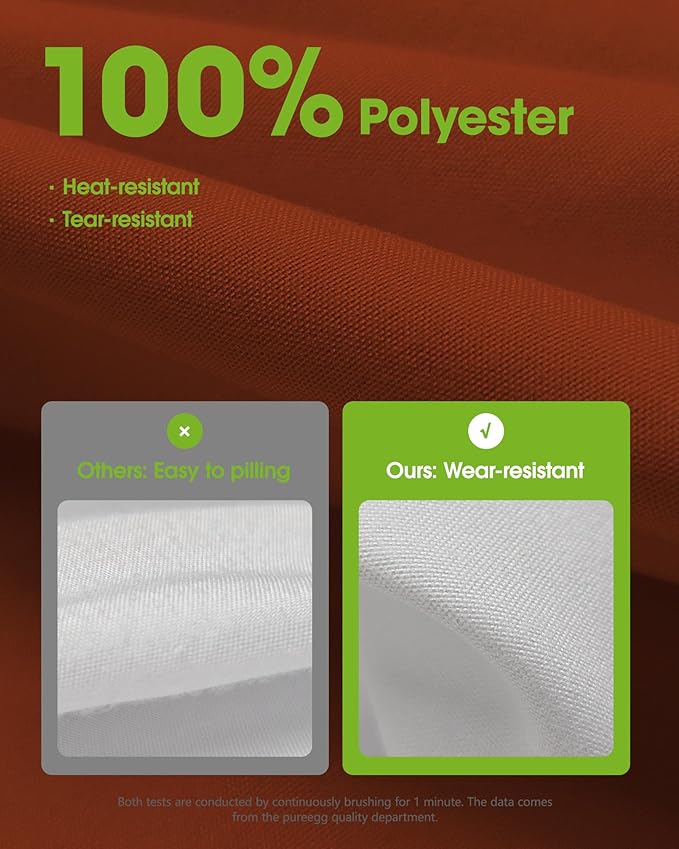 Pureegg Rectangle Table Cloth 60" x 84" – Durable Polyester Tablecloth Offers Reusable & Washable Protection, Ideal for Outdoor Party, Picnic, Wedding, Banquet and Birthday, Rust
