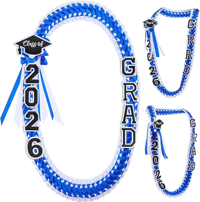 Hotop 2026 Graduation Leis Class of 2026 Grad Ribbon Money Lei Handmade Double Braided Necklace for Graduation Gifts Supplies