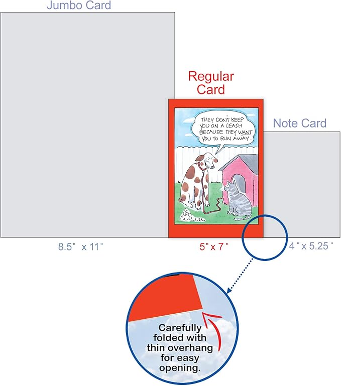 NobleWorks Funny Birthday Paper Card with 5 x 7 Inch Envelope (1 Card) Bday Cat Leash 5027