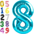 8 Balloon, 40 Inch Light Blue 8 Year Old Girl Birthday Decorations, Number Balloons Decoration for Happy 8 18 28 80 Birthday, Wedding Anniversary, New Year, Halloween Party Decoration