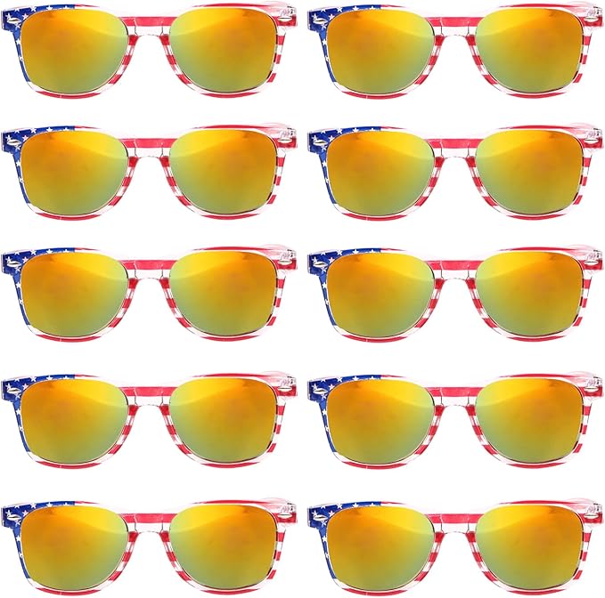 YQVIE Bulk American Flag Sunglasses for Adult Retro Independence Day Glasses UV400 Protection