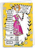NobleWorks - 1 Funny Birthday Card for Women, Wife - Happy Bday Cartoon, Woman Notecard with Envelope - Craft Supplies C3665BDG