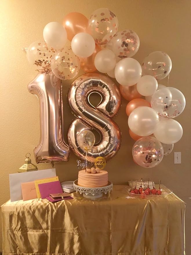 40 Inch Large Numbers Balloon, 4 Rose Gold Ballon for 4th 14 40 44 Birthday Party, Balloon 4 Number for Graduations Wedding Supplies