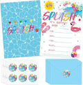 Qyeahkj 36pcs Pool Birthday Party Invitations for Girls Swimming Pool Party Invitation Card with Envelopes and Stickers for Kids Boys Baby Shower Summer Hawaiian Beach Party Favor Supplies Decorations