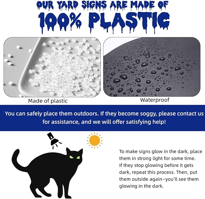 Halloween Decorations Outdoor,6Pcs Flordeluna Black Cat Yard Signs with Stakes, Glow in the Dark Eyes and 28pcs 3D Bats Wall Decor for Outdoor Yard Lawn Patio Garden Halloween Decor