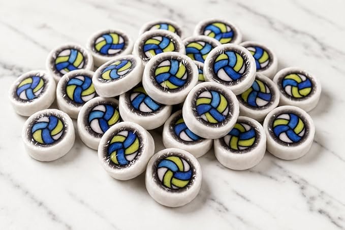 Volleyball Candy Team Party Favor Bulk Pack – Easter Basket Stuffer - 110+ Individually Wrapped Ball Hard Candies Blue Raspberry Flavor – One Pound of Game Day Snacks, Goodie Bag Fillers, Sports Birthday Treats -