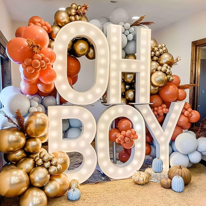 Fall Thanksgiving Balloon Arch Kit 137PCS Dusty Blue and Burnt Orange Balloon Garland for Fall Birthday A Little Pumpkin is On The Way Baby Shower Decorations