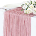 Pink Cheesecloth Table Runner, 10FT Dusty Pink Boho Gauze Table Runner for Spring Easter Mother's Day Baby Shower Bridal Shower Wedding Tea Party Table Centerpiece Decorations