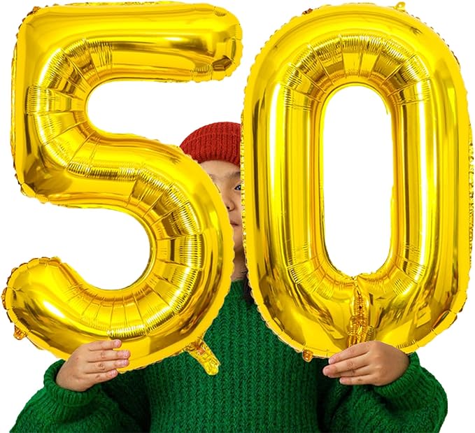 Gold Number Balloons Birthday Balloons - Giant Gold Number 50 Balloon 40 inch, Numbers Balloon 10th Birthday Decorations, Gold Party Supplies for Women Men
