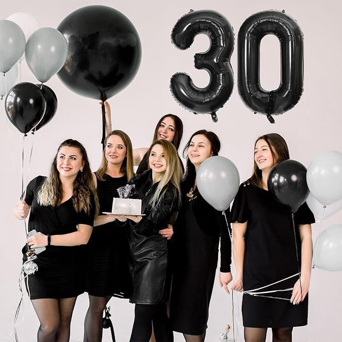 Number Balloons 16 Inch Black 0-9 Number Foil Balloons 14 Pcs Custom Digital Balloons for Party Decorations New Years Eve Party Birthday Graduations Anniversary Baby Shower