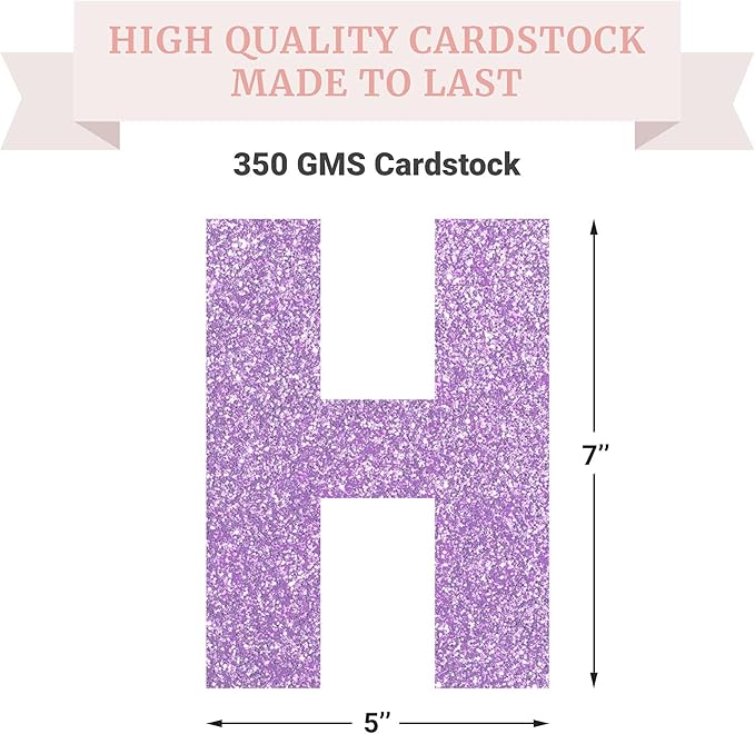 Pre-strung Happy Birthday Banner - No DIY - Purple Glitter Happy Birthday Party Banner for Girls & Women - Pre-strung on 8ft Strands - Light Pastel Purple Bday Party Decorations. Did We Mention No DIY