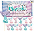 Mermaid Candy Lollipops - 12 Suckers Individually Wrapped - Great for Mermaid Party Favors - Goodie Bags for Kids Birthday - Candy Bar - Pretty Mermaid Tails Cupcake Toppers