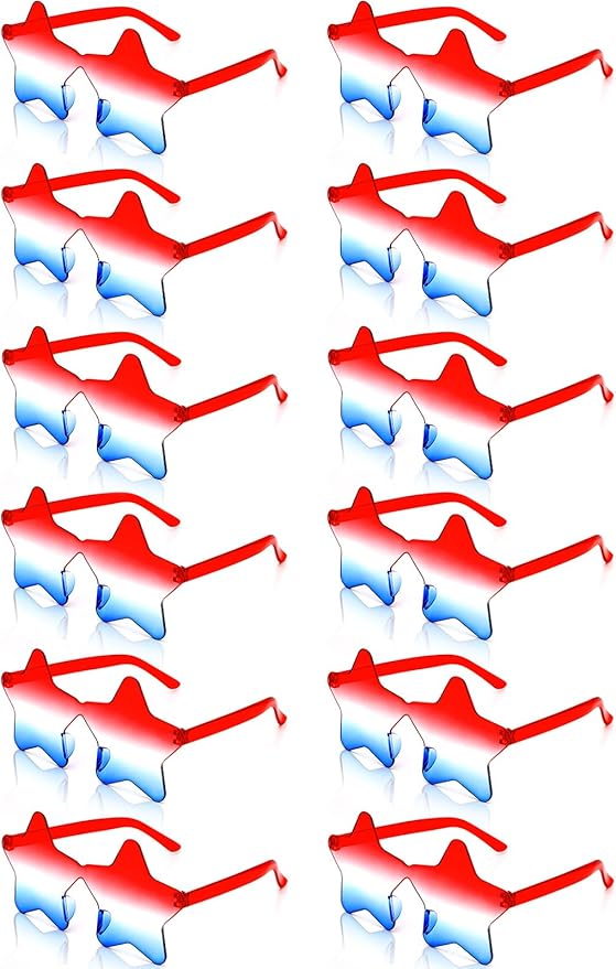 12 Pairs Heart Shaped Sunglasses Rimless Star Glasses for Men Women Party Favors Fun Colorful Glasses Accessories