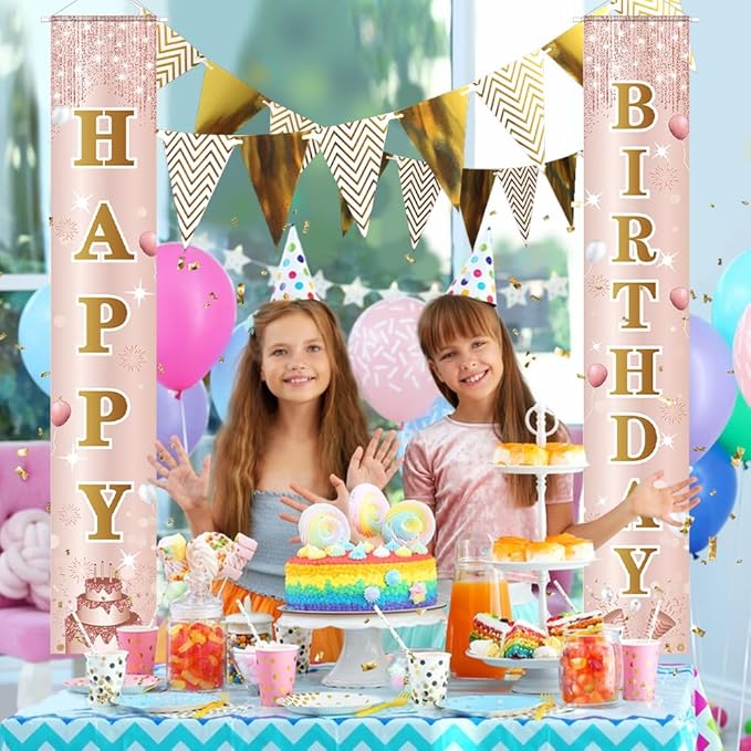 Birthday Decorations Banner, Happy Birthday Door Sign for Men Women Boys Girls Ideal Birthday Decorations Party Supplies Outdoor Indoor 72 x 12 Inch