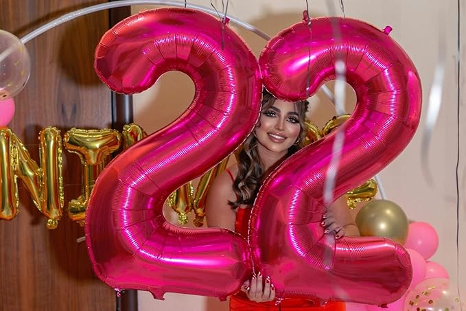 Hot Pink Number 30 Balloons 40 inch, 30 Number Balloons, 30th Birthday Decorations, 30 Year Old Women Hot Pink Party Supplies