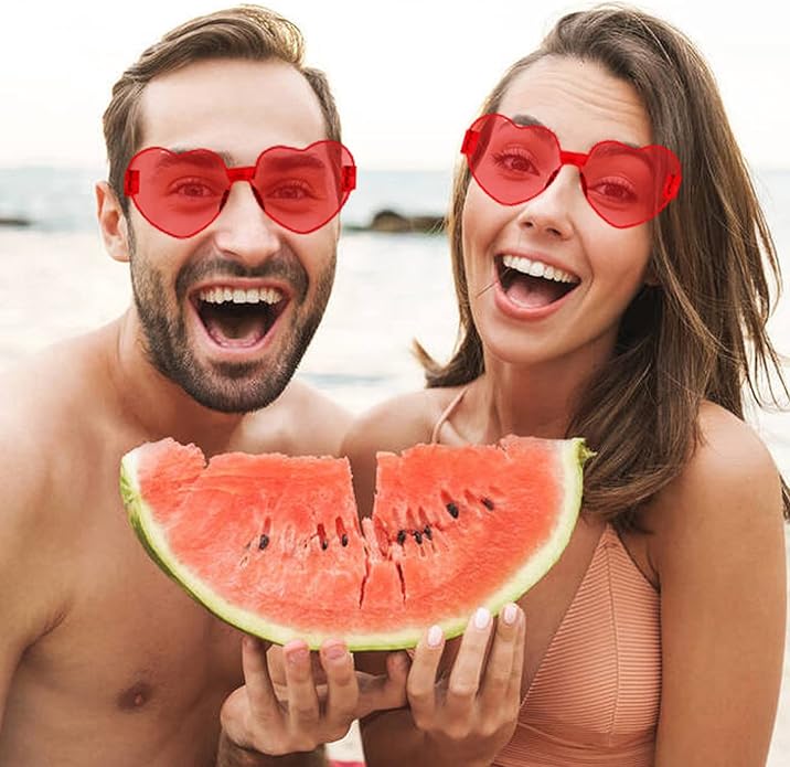AEAHALY Heart Sunglasses for Women and Men Rimless Heart Shaped Sunglasses Bachelorette Bride Party Accessories