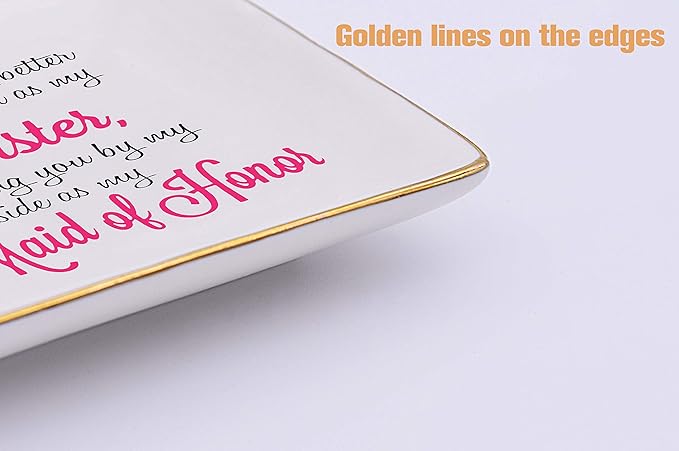 Topthink The Only Thing Better Than Having You As My Sister – Ceramic Jewelry Holder Ring Dish Trinket Tray – Funny Bridemaid gift -Bride shower Gifts -Gifts for Sister,Maid Of Honor,Friends,Women