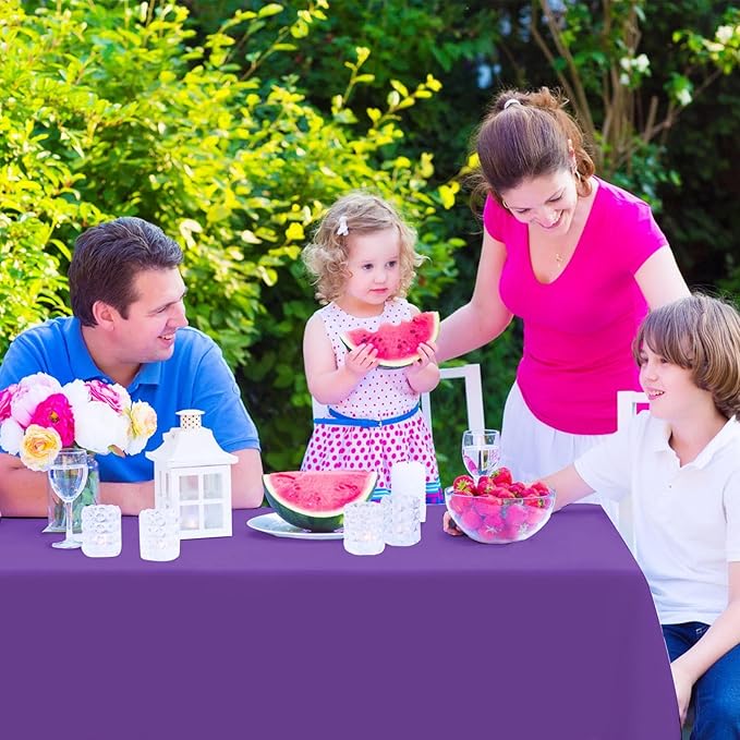 Kopokita 2PCS Purple Plastic Tablecloths 54 x 108 Inch, Disposable Table Cloths Rectangle Party Table Covers
