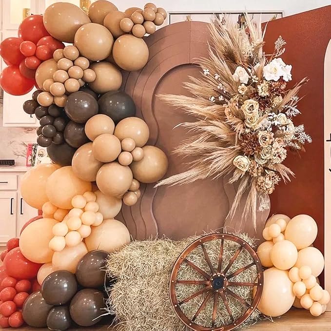 Boho Orange Brown Nude Balloon Arch Kit, 160Pcs Dusty Orange Dark Brown Tan Nude Balloons Garland for Birthday Party, Baby Bridal Shower, Wedding Decorations
