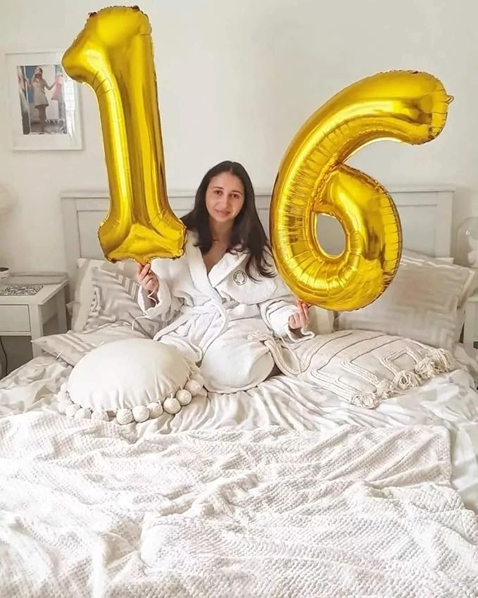 Gold Number 6 Balloon 40 Inch, 6 Balloon Number, 6th Birthday Decorations, Gold Party Supplies for Boys Girls