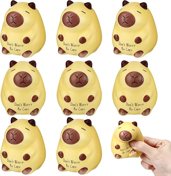 20 Pcs Capybara Party Favors Positive Capybara Squeeze Stress Balls Inspirational Funny Animal Stress Toy Emotional Relief Sensory Toys Appreciation Gifts for Coworker Staff Employee