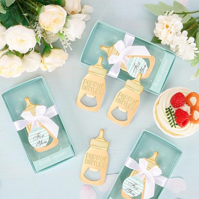 50Pack Poppin Bottle Openers for Baby Shower Favors Boy Baby Shower Return Gifts Decorations and Blue Souvenirs
