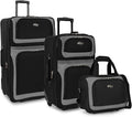 U.S. Traveler New Yorker Lightweight Expandable Rolling Luggage, Black, 3-Piece Set