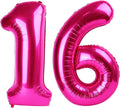 Hot Pink Jumbo Number 16 Balloon 40 Inch, Boy Girl 16 Birthday Supplies, Foil Helium 16 Birthday Giant Balloon, Mylar Hot Pink Number Balloons Anniversary Decorations
