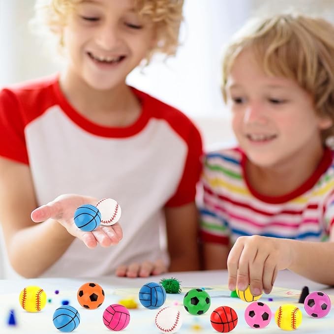 Hxezoc 24 Pcs Sports Bouncy Balls for Kids, 32mm Multicolor Rubber Bounce Balls Bulk for Party Favors, Goodie Bag Fillers, Easter Gift Bag Stuffers, Basket Stuffers, Classroom Prizes