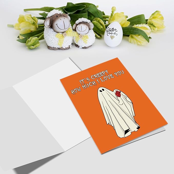 Nchigedy Spooky Ghost Anniversary Card for Men Women, Creepy Halloween Birthday Card for Husband Wife, Funny Valentines Day Card for Boyfriend Girlfriend