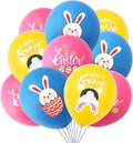 Happy Easter Balloons Bunny Balloons Pink Blue Yellow Party Balloon For Easter Themed Party Bunny Decorations Decor Supplies Arch Decorations Party Balloon Sets-12 Pcs