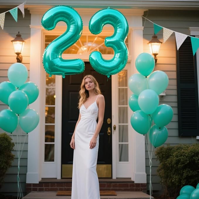 40 Inch Teal Blue Balloon Number 3 Balloon,Number Balloons Teal Big Giant Jumbo Number 3 Foil Mylar Balloons for 13th 23th Birthday Party Anniversary Events,Wedding Anniversary Party Decorations