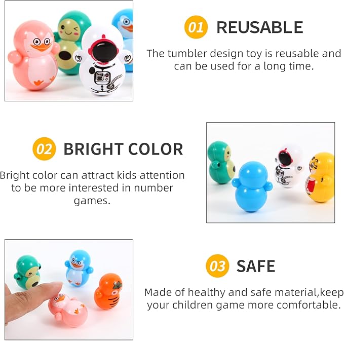 60pcs Mini Animal Tumbler Toy Set for Kids Party Favors, righting Doll Fidget Toys, Cute Tumbler Toy Roly-Poly self-righting Doll Tumbler Bulk Toys for Boys Girls, Classroom Prizes, Pinata Fillers