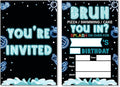 Soiceu Neon Teen Boy Pool Birthday Invitations Bruh Pool Birthday Party Invites Teenager Birthday Invitations with Envelopes Set of 20