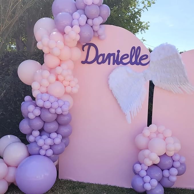 Pastel Pink Purple Balloon Garland Kit, Macaron Pink and Purple Balloon Arch Kit, Latex Balloons Different Sizes 18/12/10/5 inch for Wedding Bridal Shower Baby Shower Party Decorations